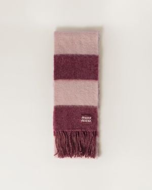 Miu Miu Wool Scarf With Fringes - Purple