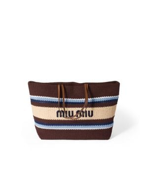 Miu Miu Raffia-Effect Woven Tote Bag - Black