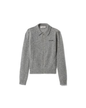 Miu Miu Cashmere And Silk Cardigan - Grey