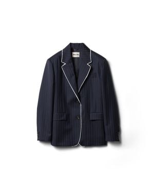 Miu Miu Single-Breasted Pinstriped Jacquard Jacket - Blue