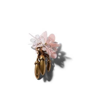 Miu Miu Single Metal Earring With Crystals - Pink