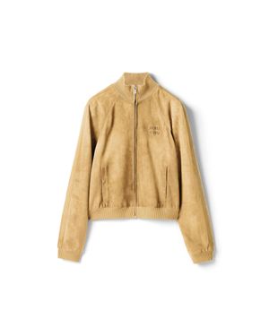 Miu Miu Waxed Suede Jacket - Natural