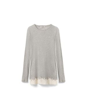 Miu Miu Ribbed Jersey And Lace Dress - Gray