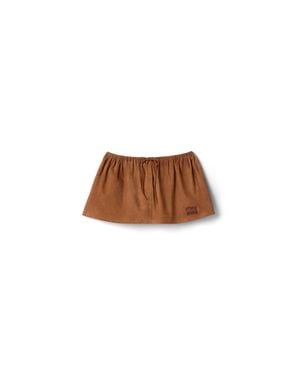Miu Miu Waxed Suede Miniskirt - Brown