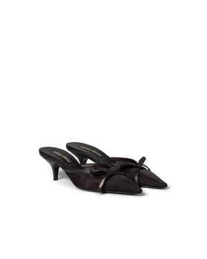 Miu Miu Mesh Fabric Heeled Mules - Black
