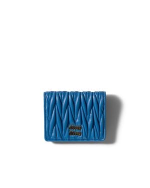 Miu Miu Small Matelassé Nappa Leather Wallet - Blue