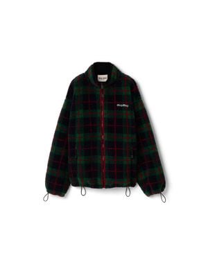 Miu Miu Checked Teddy Zipper Jacket - Black