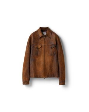 Miu Miu Waxed Suede Leather Jacket - Brown