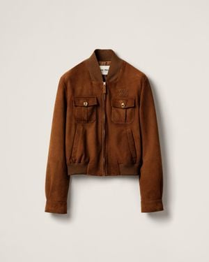Miu Miu Waxed Suede Jacket - Brown