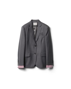 Miu Miu Single-Breasted Gabardine Jacket - Grey