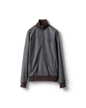Miu Miu Pinstriped Zipper Blouson Jacket - Grey