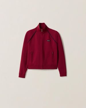 ブルゾン MIU MIU MMF958_16WY_F022X TECHNICAL YARN ZIPPER CARDIGAN Blue/white Technical Yarn Zipper Cardigan | Miu Miu