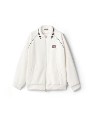 Miu Miu Bonded Cotton Piqué Blouson Jacket - White