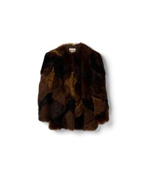 Miu Miu Shearling Patchwork Caban Jacket - Black