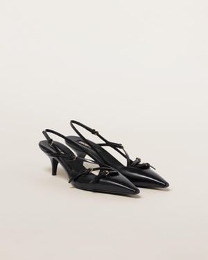 Miu Miu Logo Patent Slingback Pump - Black