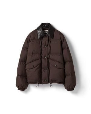 Miu Miu Technical Pongé Cropped Down Jacket - Brown