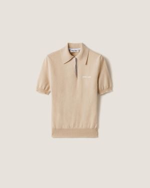 Miu Miu Cashmere Polo Sweater - Natural