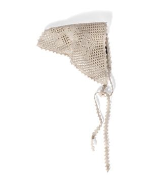 Miu Miu Crochet Cotton Triangle Scarf - White