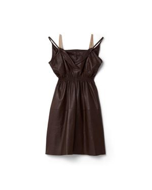 Miu Miu Nappa Leather Dress - Brown