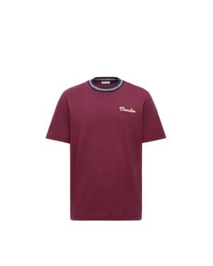 Moncler T-Shirt Con Logo Ricamato - Viola