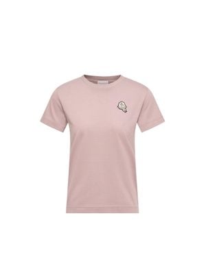 Moncler Moncler Logo Patch Cotton T-Shirt - Pink