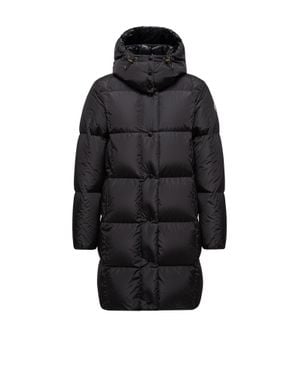 Moncler Moncler Litte Square-Quilted Hooded Long Down Jacket - Black