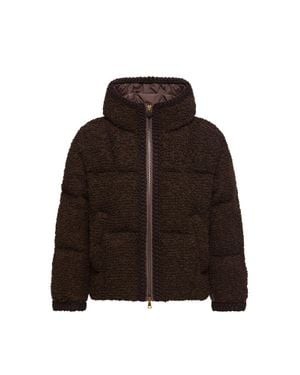 Moncler Moncler Doudoune Courte En Laine Mélangée À Capuche Cristallin, Femme, Taille - Marron