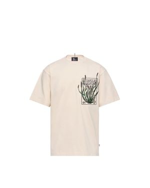 Moncler Moncler Embroidered Botanical Motif Cotton T-Shirt - Natural