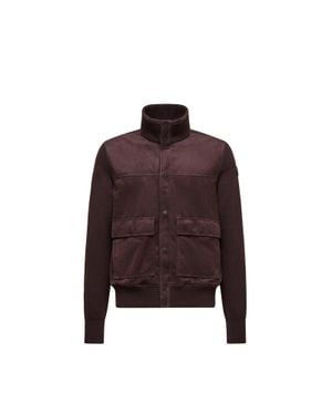 Moncler Wool & Suede Cardigan - Brown