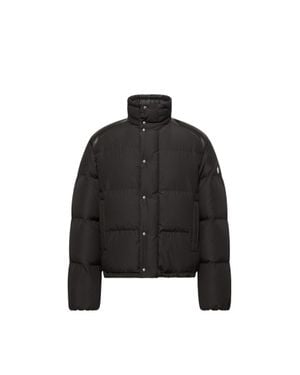 Moncler Moncler Verone Leather-Trimmed Short Down Jacket - Black