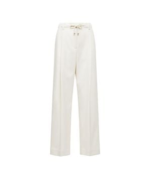 Moncler Wool Gabardine Tailored Pants - White