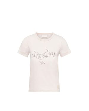 Moncler Moncler Bedrucktes T-Shirt Aus Baumwolljersey, Damen, Größe - Weiß