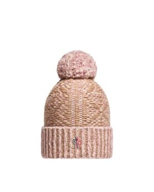 Moncler Moncler Alpaca & Wool Blend Beanie Hat - Pink