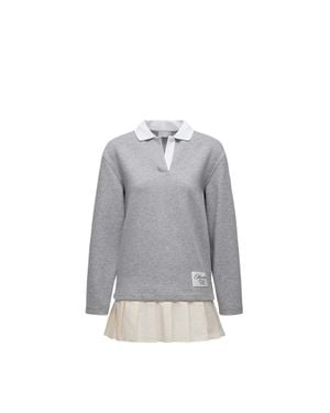 Moncler Moncler Pleated Cotton Blend Polo Dress - Gray