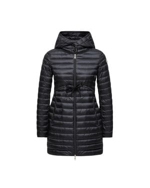Moncler Moncler Barbel Hooded Fit & Flare Long Down Jacket - Black