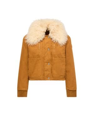 Moncler Moncler Doudoune Courte À Bordure En Shearling Gravio, Femme, Taille - Métallisé