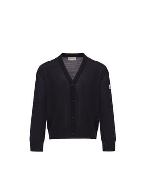 Moncler Moncler Cardigan En Laine, Femme, Taille - Bleu