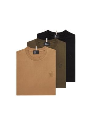 Moncler Moncler Logo Patch Cotton Blend T-Shirt (Three Pack) - Brown
