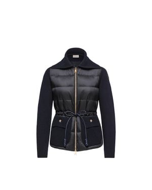 Moncler Moncler Cárdigan Acolchado De Mezcla De Lana Y Cachemira Con Cremallera, Mujer, Talla - Azul