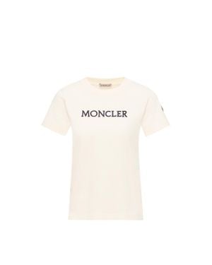 Moncler Moncler Embroidered Tonal Logo Cotton T-Shirt - White