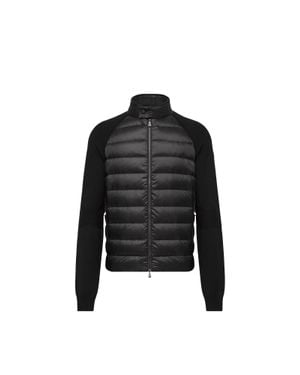 Moncler Moncler Gepolsterte Strickjacke Mit Reißverschluss Aus Einer Wollmischung, Herren, Größe - Schwarz