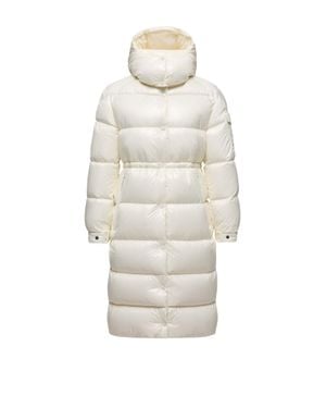 Moncler Moncler Cavettaz Hooded Long Down Jacket - Natural