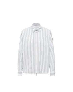 Moncler Chemise Rayée À Manches Longues - Blanc