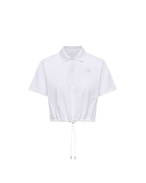 Moncler Moncler Cropped Cotton Piquet Polo Shirt - White