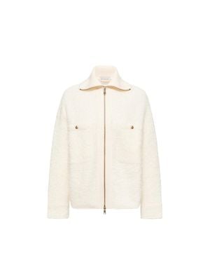 Moncler Moncler Surchemise Zippée En Tweed, Femme, Taille - Blanc