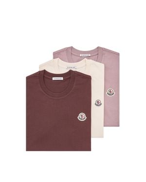 Moncler Moncler Logo Patch Cotton T-Shirt (Pack Of Three) - Purple