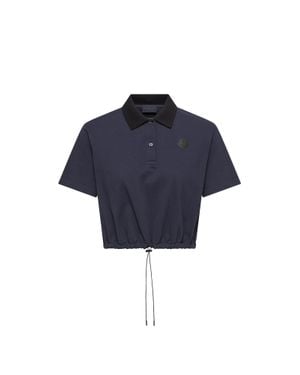 Moncler Moncler Cropped Cotton Piquet Polo Shirt - Blue