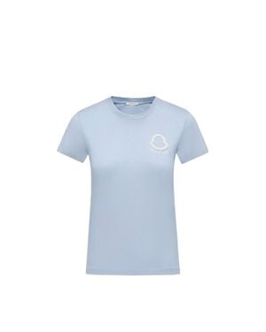 Moncler Moncler Embroidered Logo Cotton T-Shirt - Blue