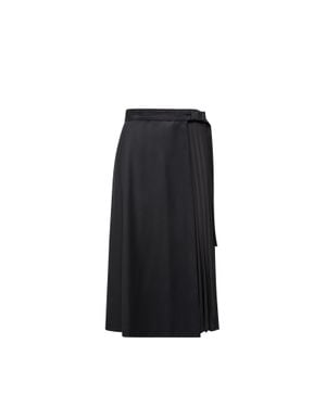 Moncler Jupe Longueur Genou En Gabardine De Laine - Noir