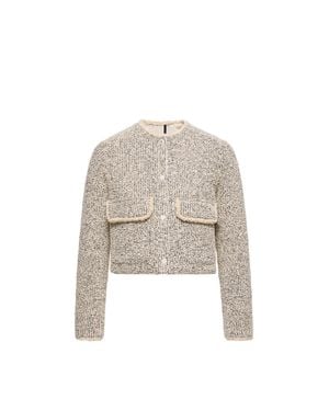Moncler Moncler Dauphine Wool & Silk Blend Bouclé Short Down Jacket - Natural